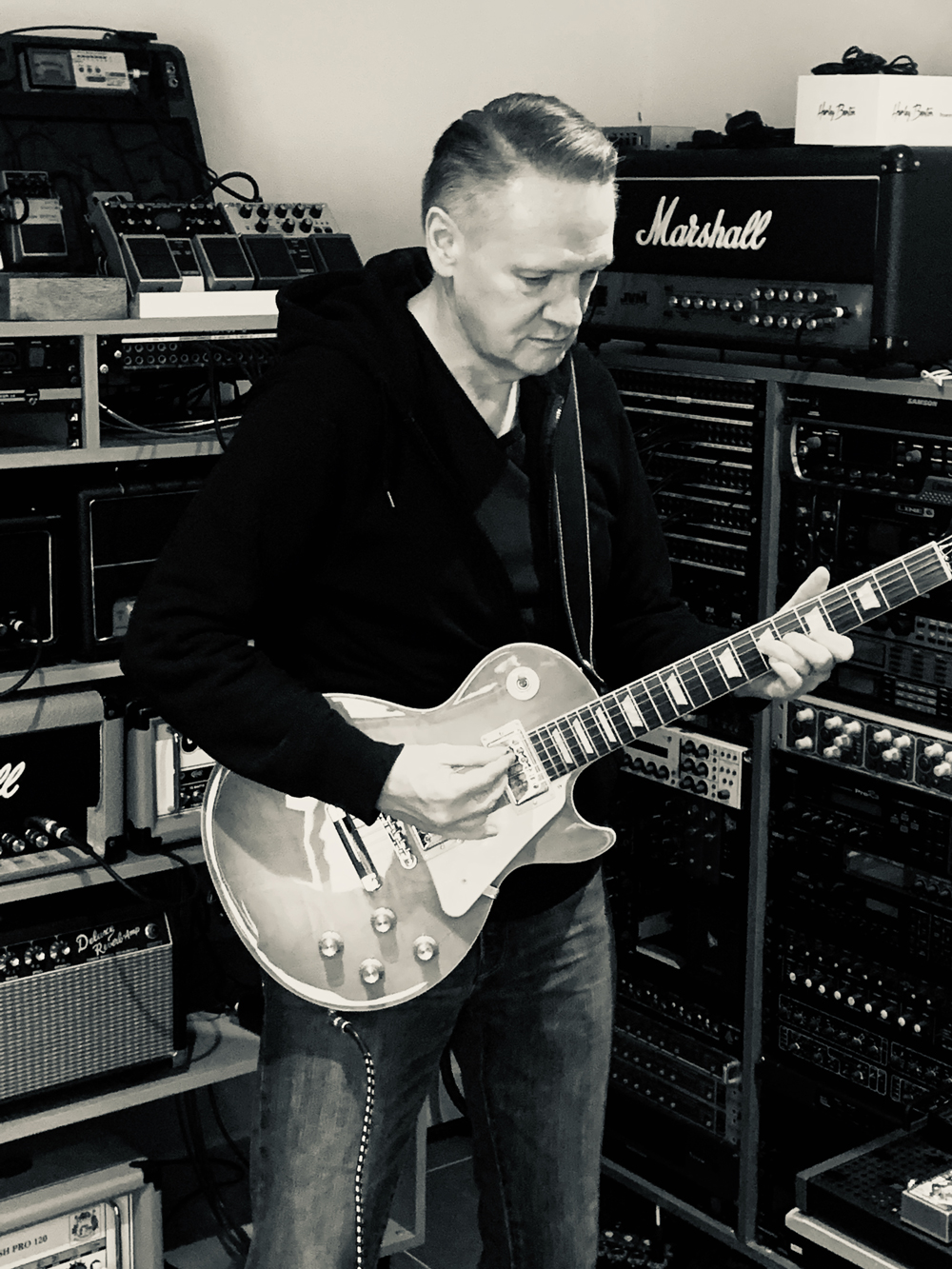 Matt Ottewill recording guitar in the studio